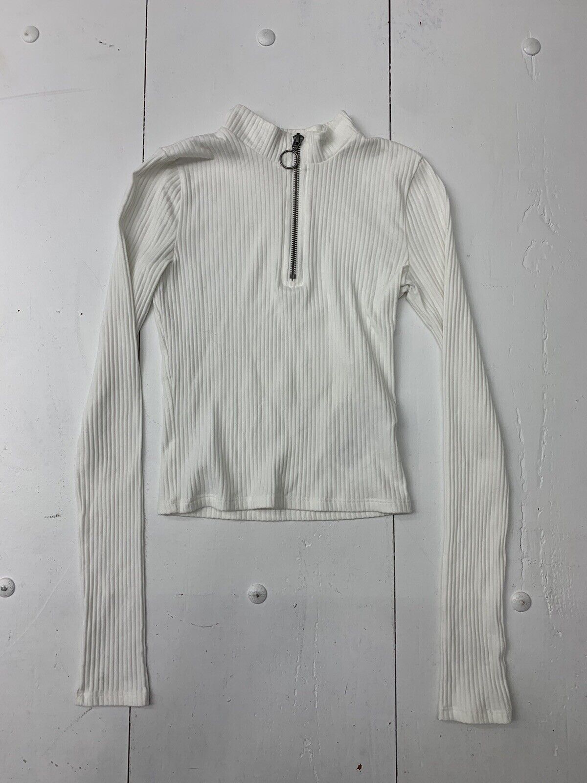 Hollister Womens White 1/4 Zip Pullover Sweater Size XS - beyond