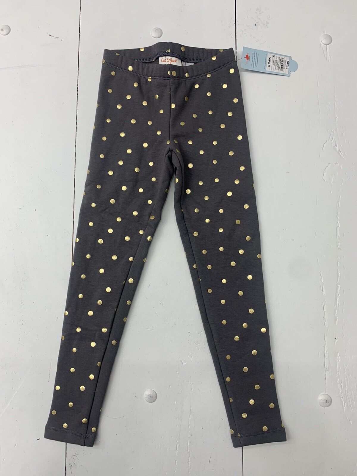 Cat & Jack Kids Grey Gold Pokla Dot Sweatpants Girls Size Small