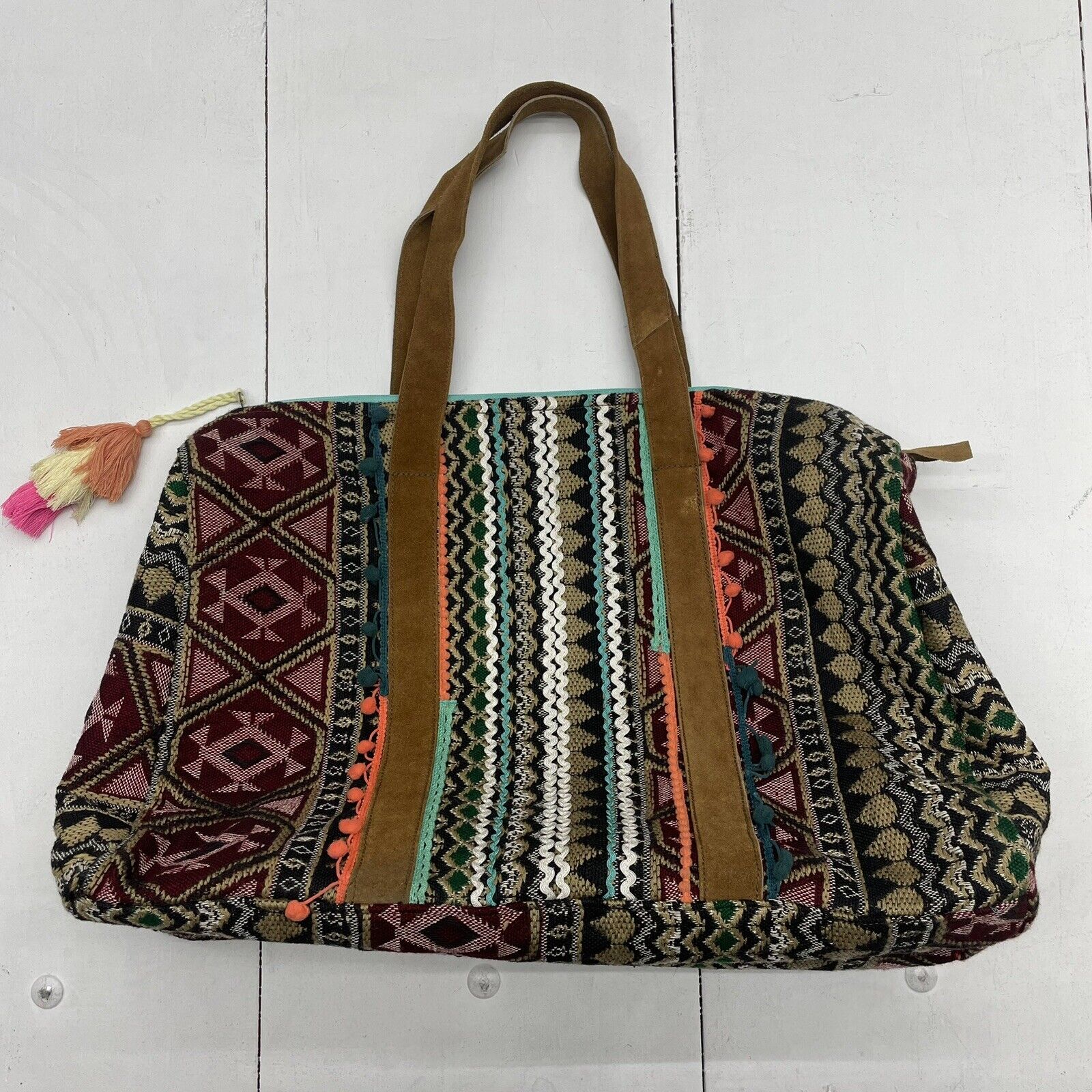 Z&L Europe Multicolored Boho Aztec Weekender Tote Bag New Defects