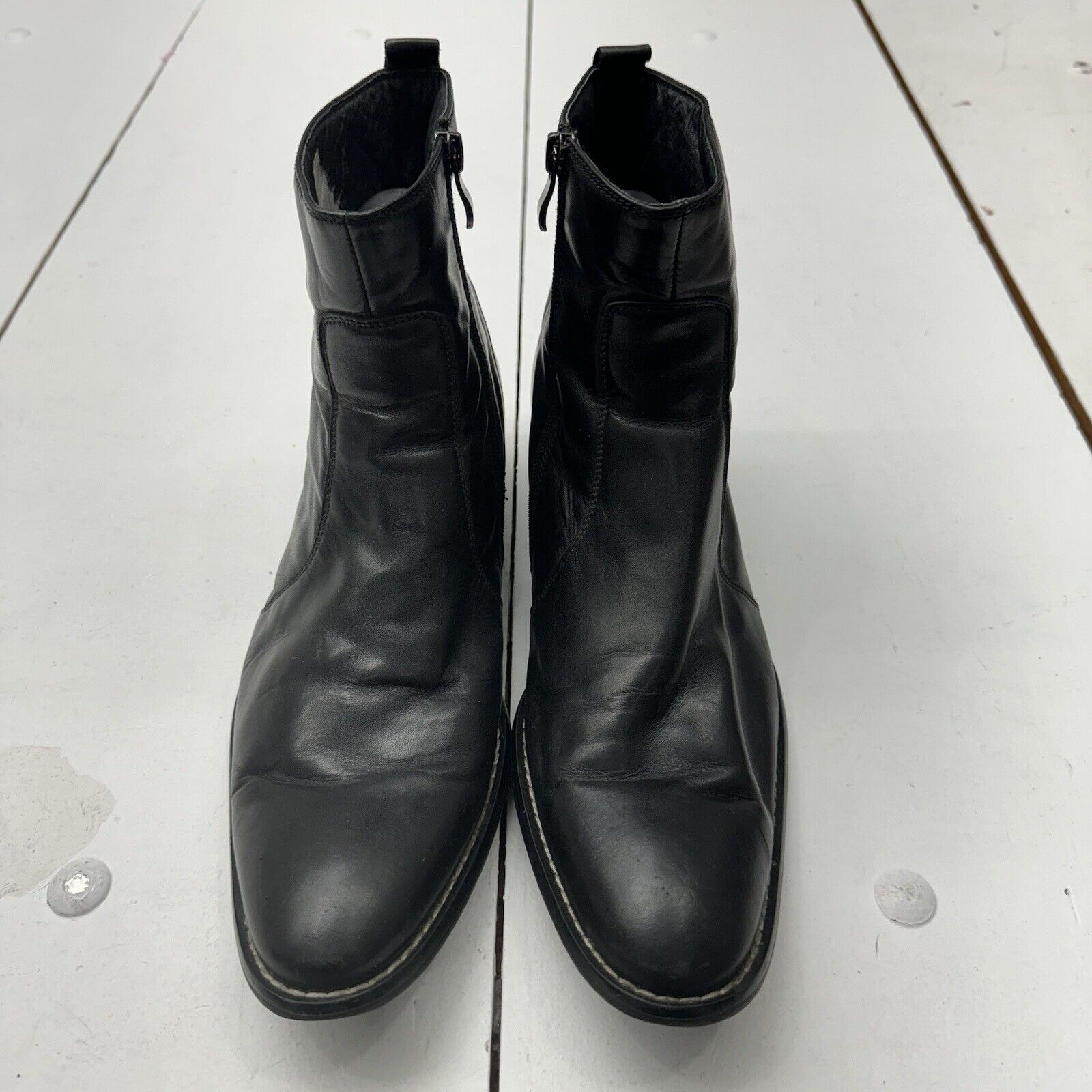 Dahlin Black Leather Boots Slip On Zip Up 8953-6800 Men’s Size EUR 43 US 9