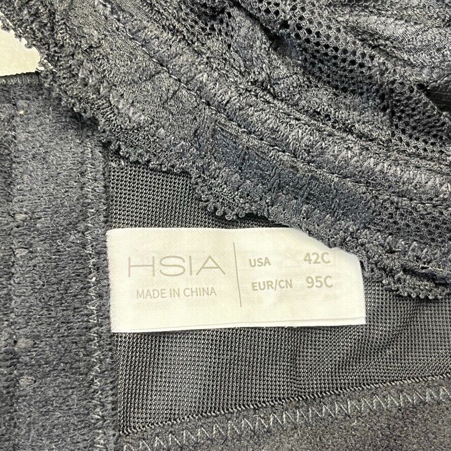 HSIA Black Lace Full Coverage Minimizer Bra Women's Size 42C NEW