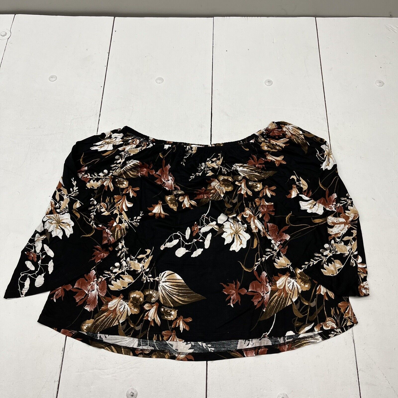 Lascana For Venus Black Floral Long Sleeve Shirt Women’s Size Large NEW