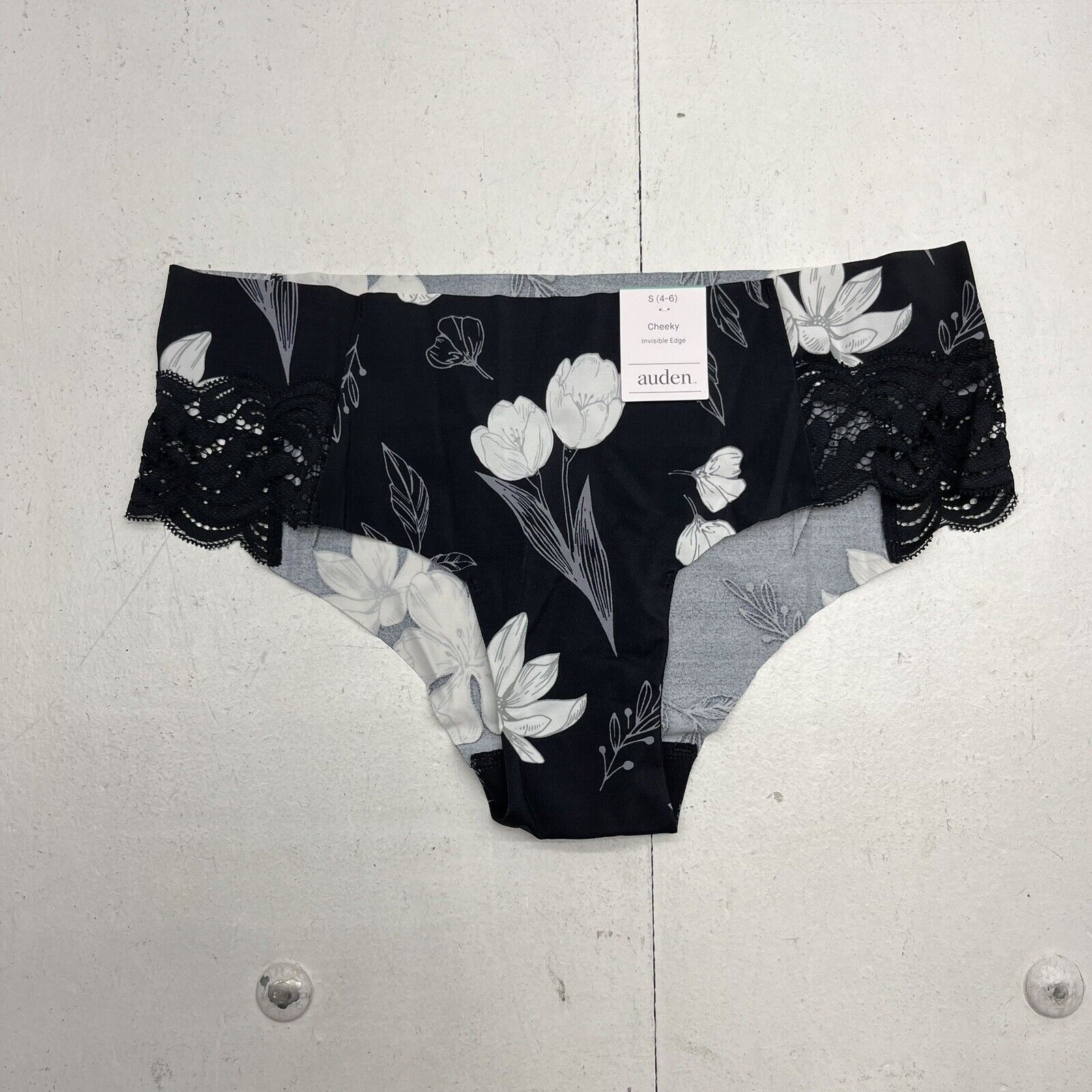 Auden Black Floral Cheeky Invisible Edge Underwear Women’s Size Small NEW