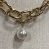 Love 2 Shop Imitation Pearl &amp; Gold Tone Chunky Cable Chain Necklace 15.5”-17.5”