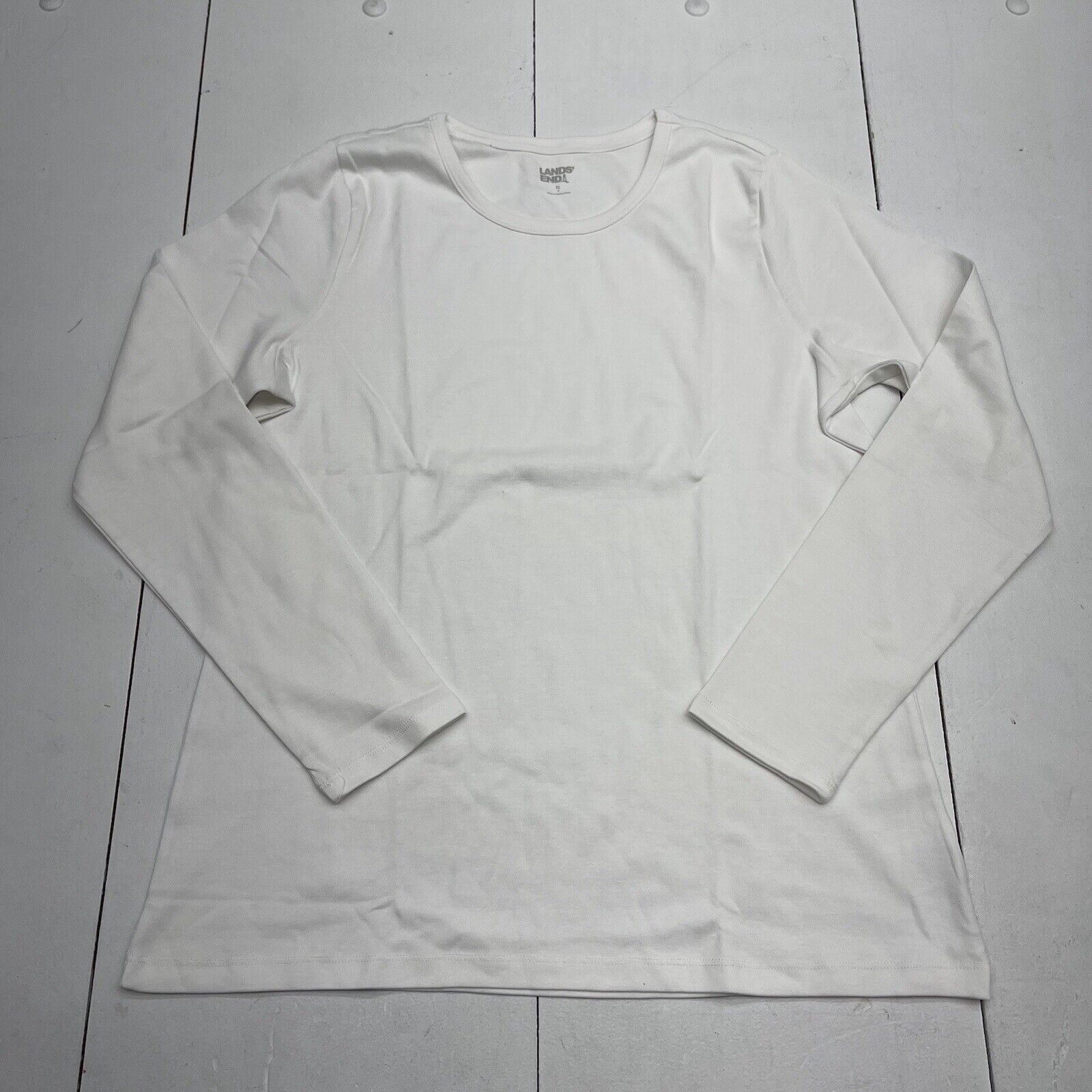 Lands End White Cotton Long Sleeve Crewneck T Shirt Women’s Size XL