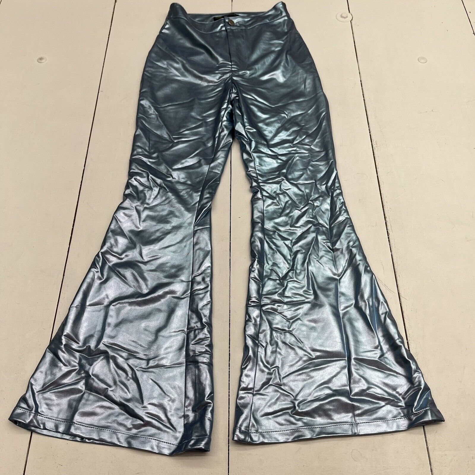 Women's Shiny Metallic Pants Straight Leg Zipper Button Holographic Hip Hop  Sweatpants Club Trousers With Pockets(Medium,Green) - Walmart.com