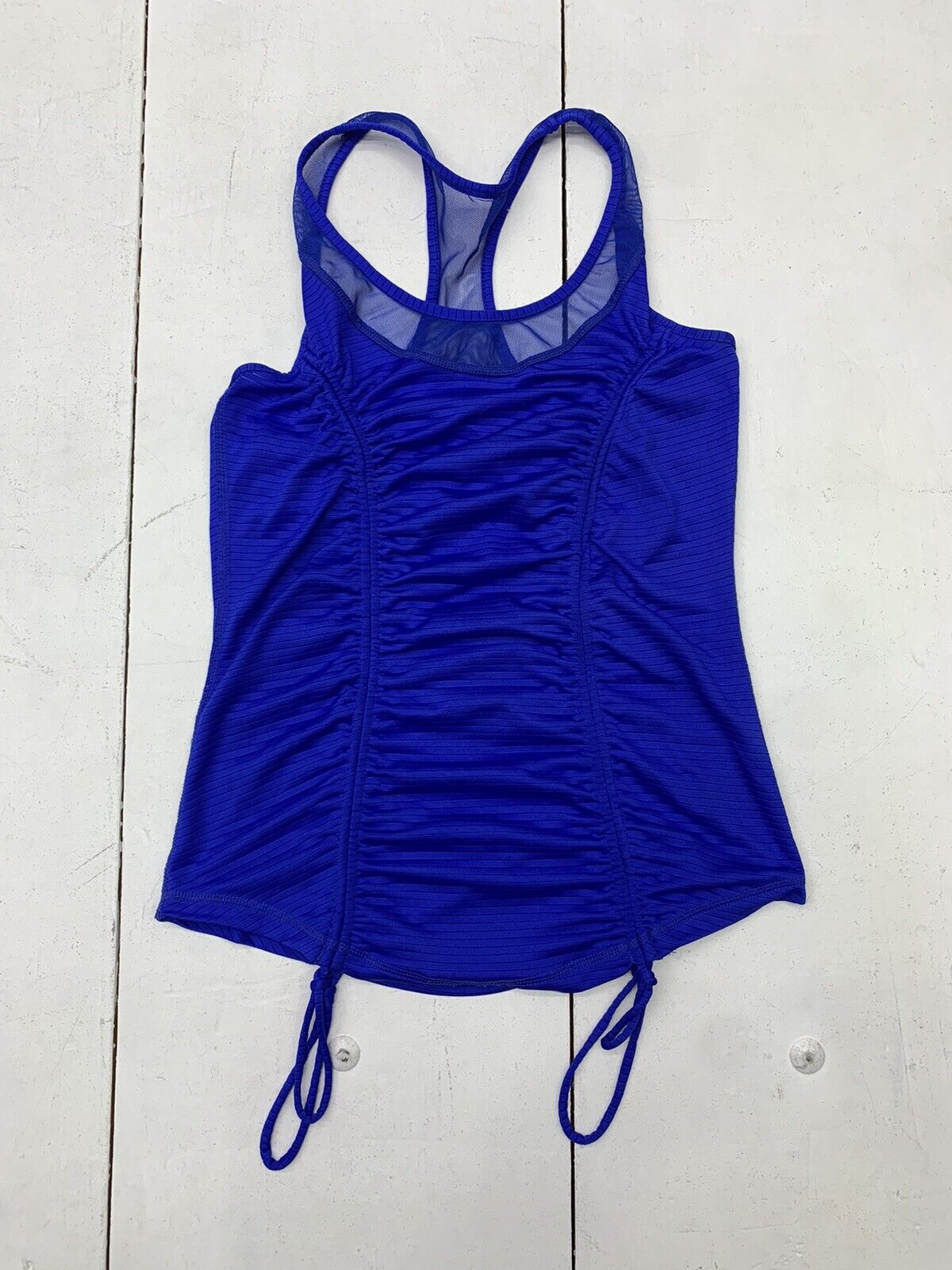 90 Degrees By Reflex Womens Blue Side Roched Tank Size Small - beyond  exchange