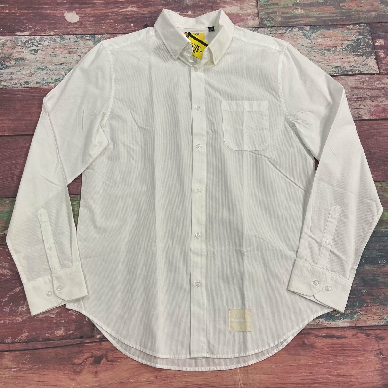 Five Four Francis White Long Sleeve Button Up Dress Shirt Men Size Large NEW *