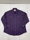 Wrangler Mens Purple Black Striped Button Snap Long Sleeve Shirt Size XL