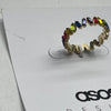 ASOS Design Gold Rainbow Baguette Crystals Ring Size Medium 57mm