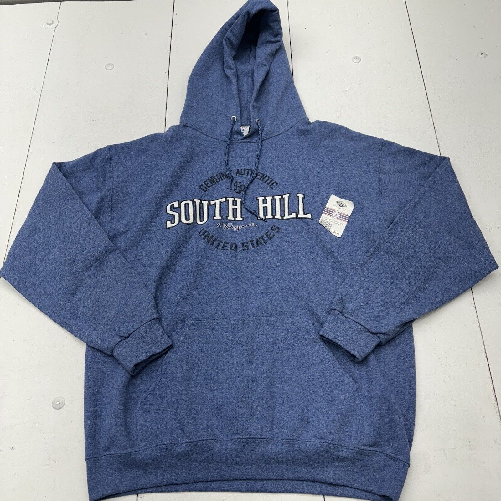 Jerzees Nublend Blue South Hill Virginia Hooded Sweatshirt Front Graphic Adult L