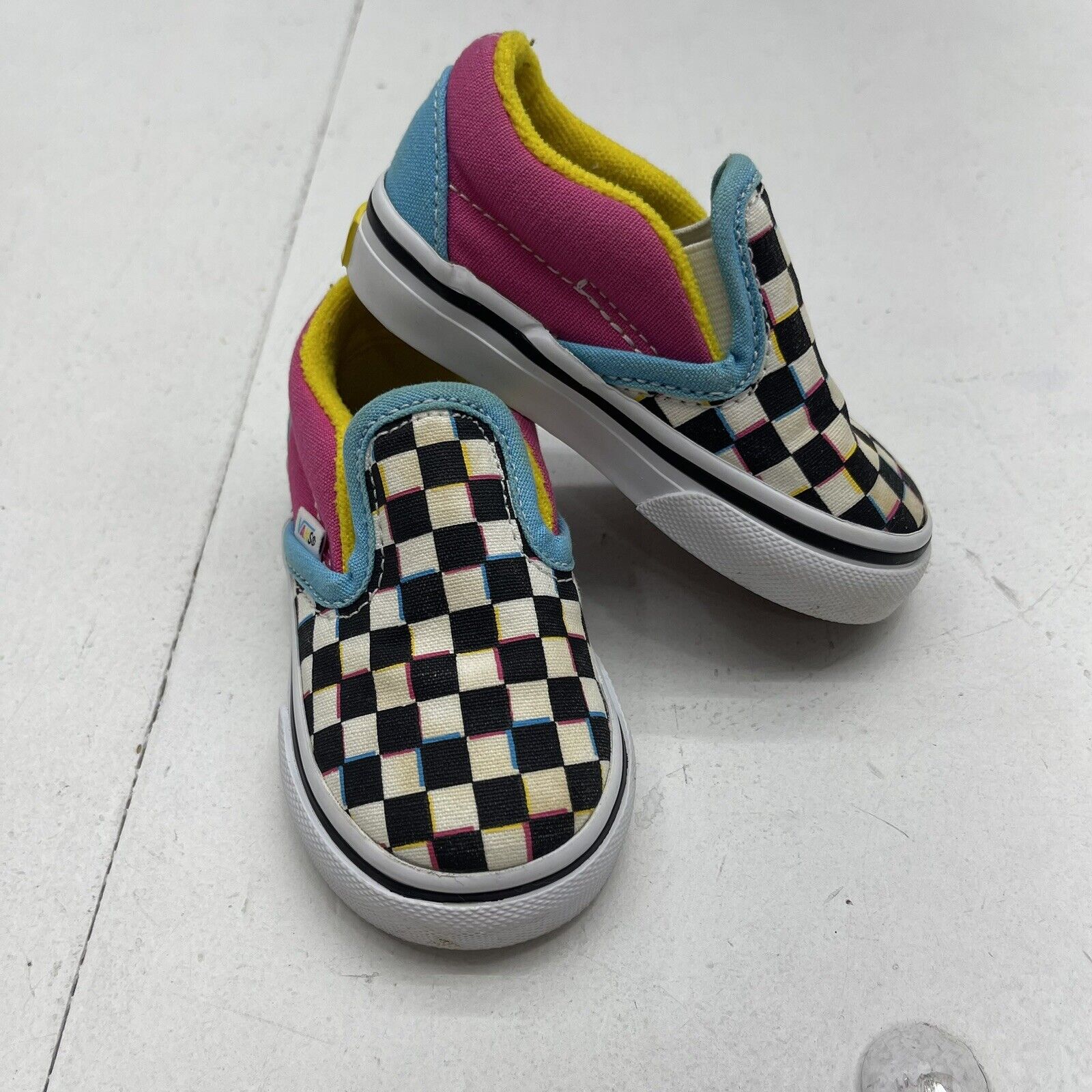 Vans Asher Rainbow Checkered Slip On Shoes Toddler Size 4