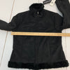 Static Women Coat Size Medium Black Faux Suede Fur Exterior Interior Zip Up New
