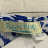 Santiki Gretchen White Blue Print Long Sleeve Tunic Swimsuit Cover Up Women Size