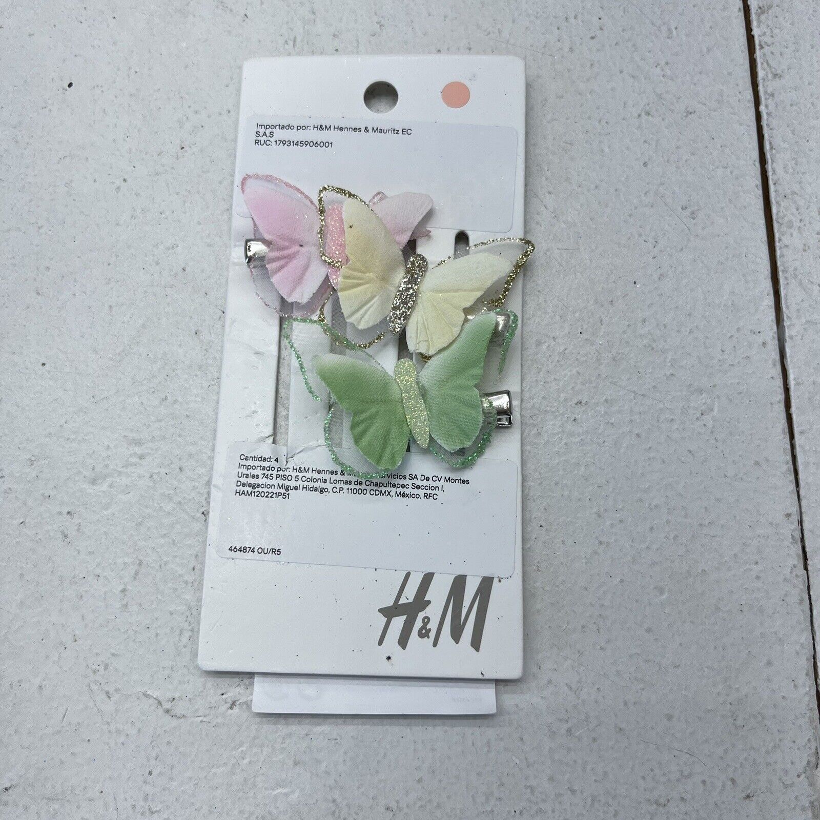 H&M Multicolored 3 Pack Butterfly Hair Pins NEW