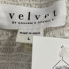 Velvet Off-White Long Sleeve Sheer Embroidered Blouse Women Size L NEW
