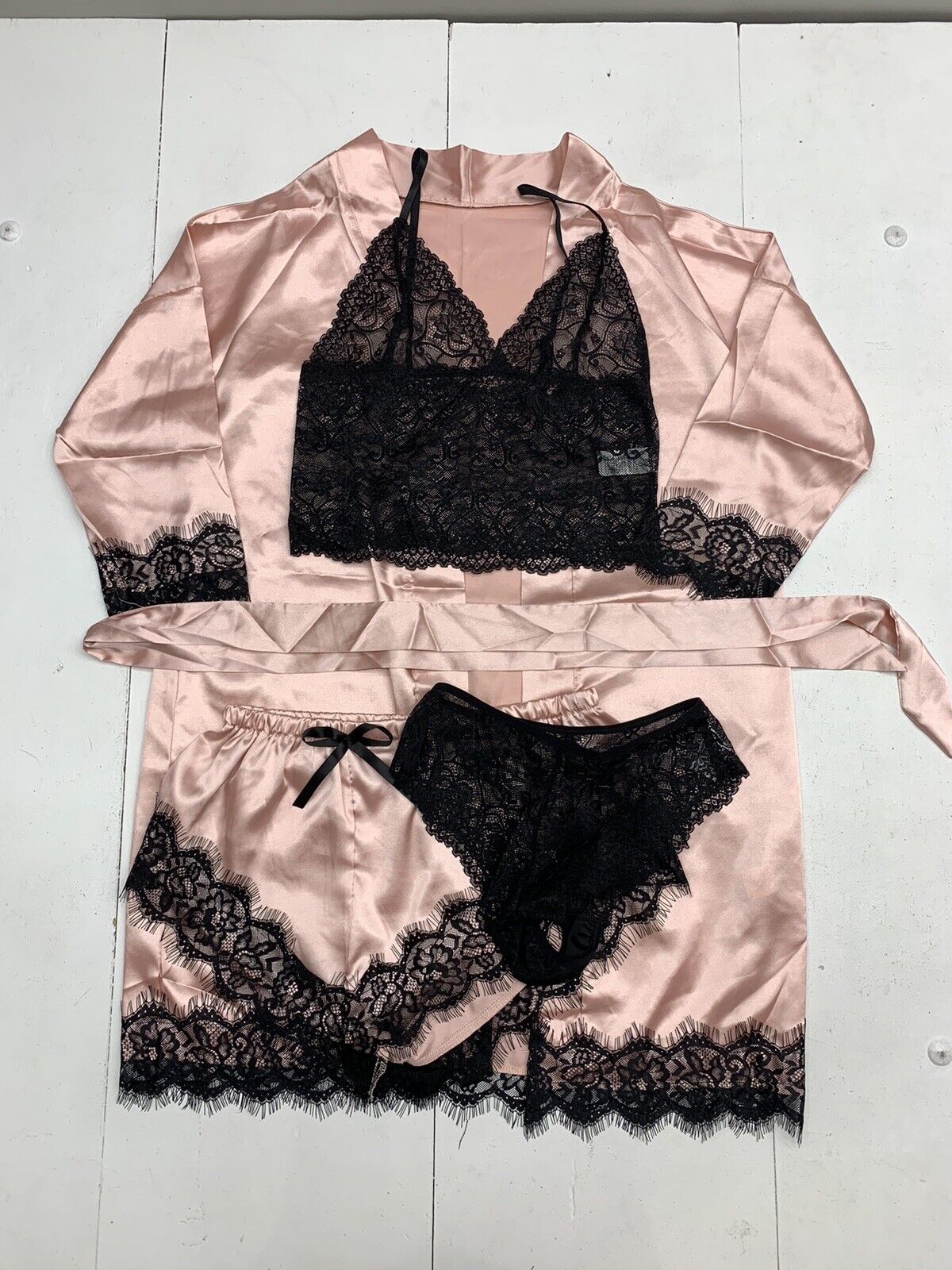 Shein Womens 5 Piece Pink Black Lingerie Set Size Small - beyond