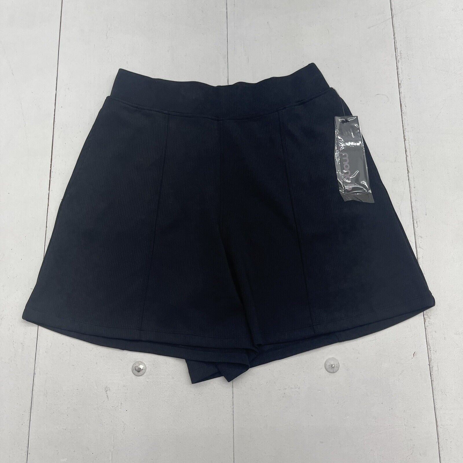 Mono B Black Jacquard Ribbed Athletic Shorts Women’s Size Medium New