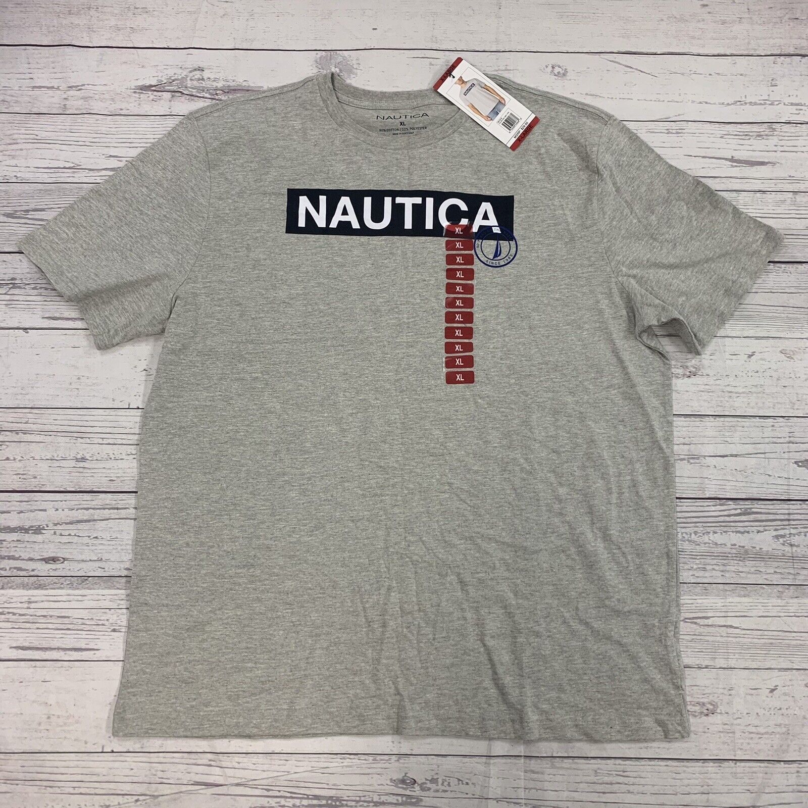 Nautica Mens Grey Box Logo Short Sleeve Size XL - beyond exchange