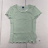 Old Navy White &amp; Green Striped Rib-Knit T-Shirt Girls Size Medium (8) NEW