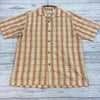 Tommy Bahama Orange Plaid Button Up Short Sleeve Silk Shirt Men Size M Original