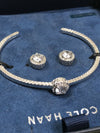 Cole Haan CZ Bracelet and Stud Earring Set Silver Tone NEW *