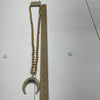 Garden Party Wooden Beaded Cresent Horn Long Necklace Tan New