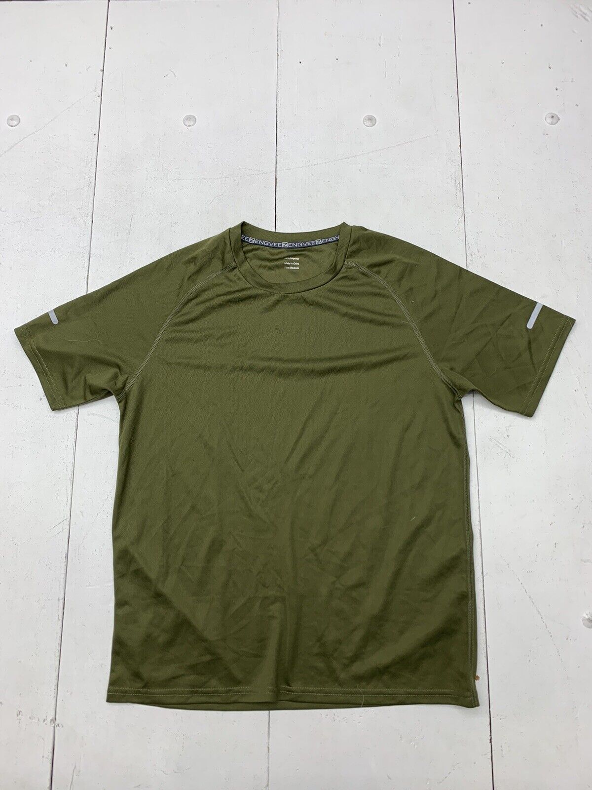 Zengvee Mens Green Athletic Short Sleeve Shirt Size Medium