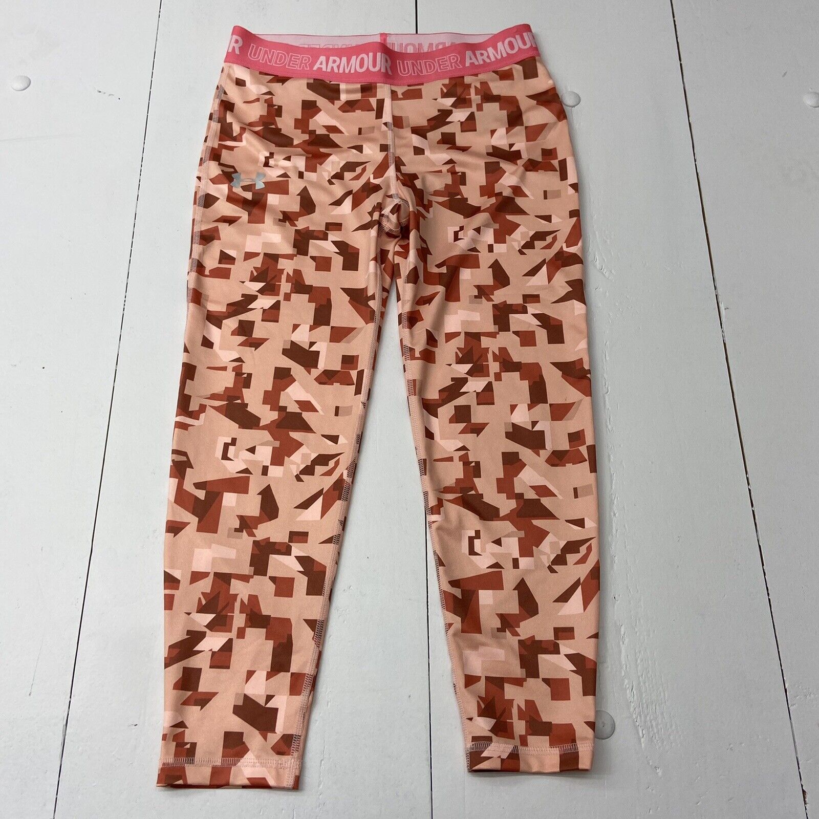 Under Armour Peach Multicolor Athletic Leggings Youth Girls Size