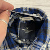 American Eagle Boyfriend Fit Blue Plaid 1/2 Button Flannel Shirt Women Size XS *