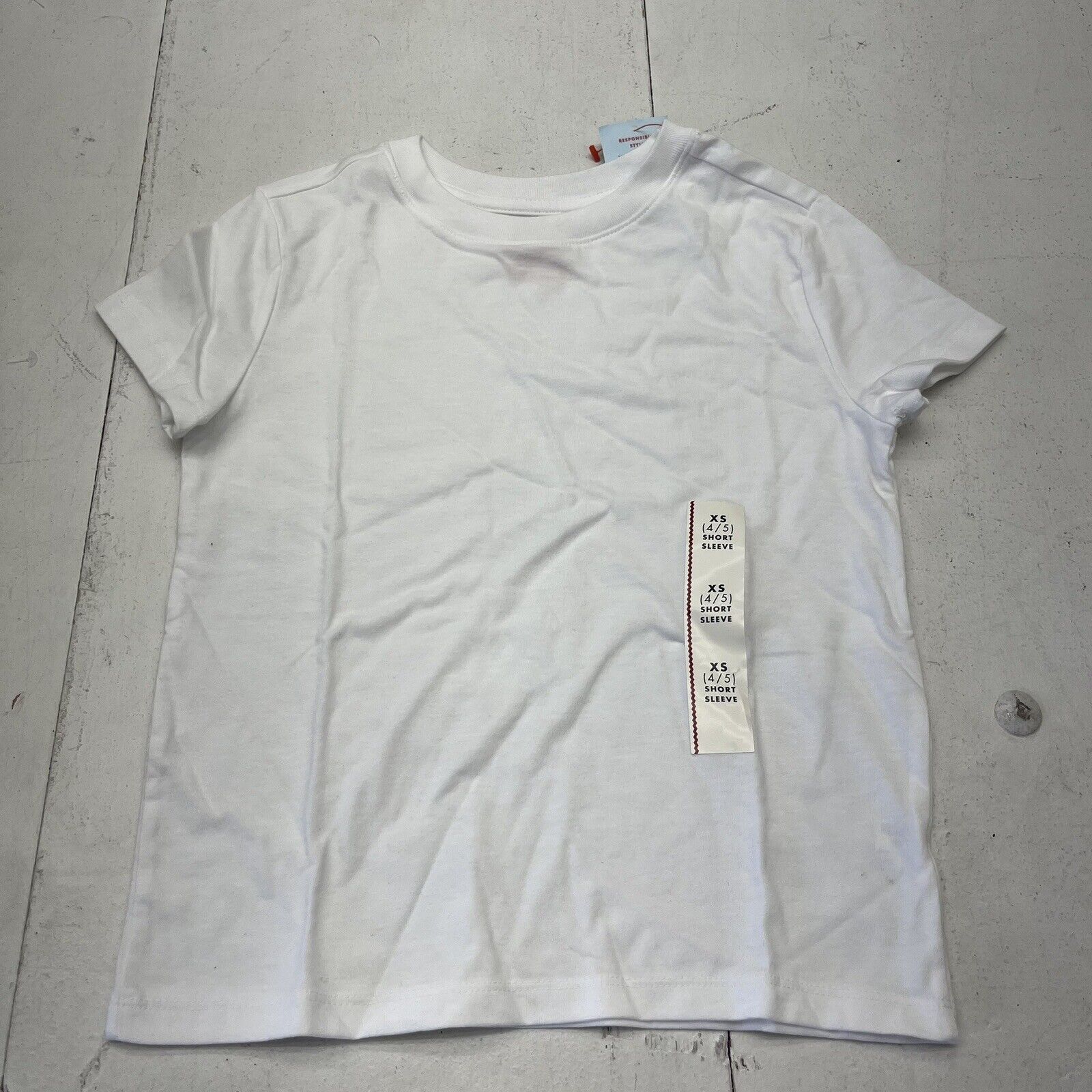 Cat & Jack White Basic Short Sleeve T-Shirt Boys Size XS NEW