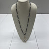 Pomina Black Beaded Fashion Long Necklace With Teardrop Crystal Pendant