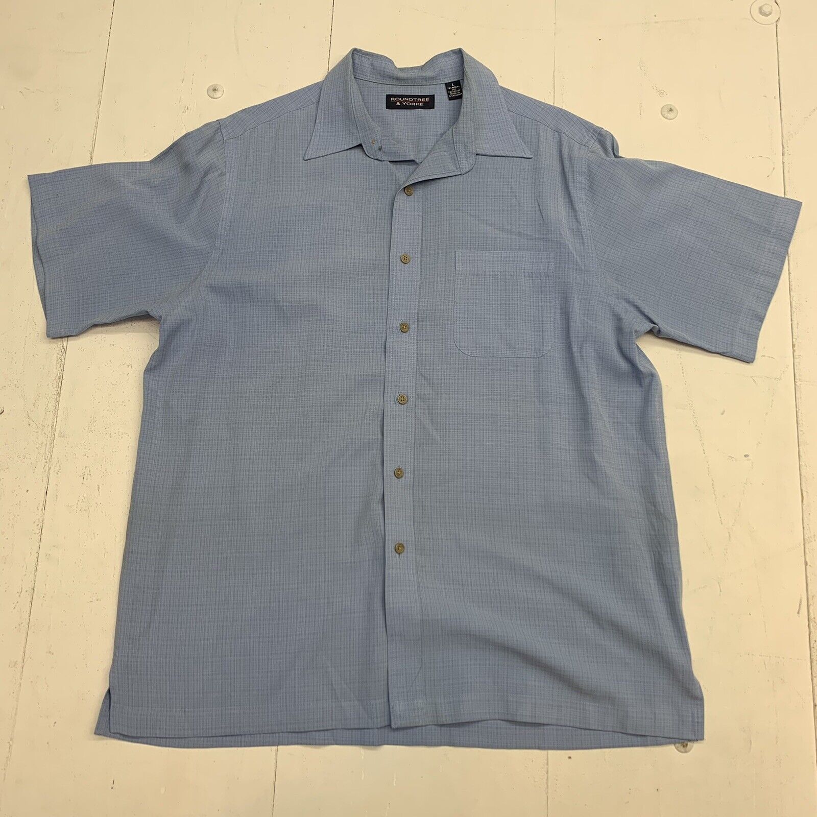 Roundtree & Yorke Mens Blue Button up short Sleeve Size Large - beyond  exchange