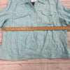 Charter Club Aqua Blue Linen Button Up Jacket Raw Hem Women Size XL NEW