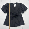 Hinson Wu Pauline Black Short Puff Sleeve Blouse Women’s Size Small New $228