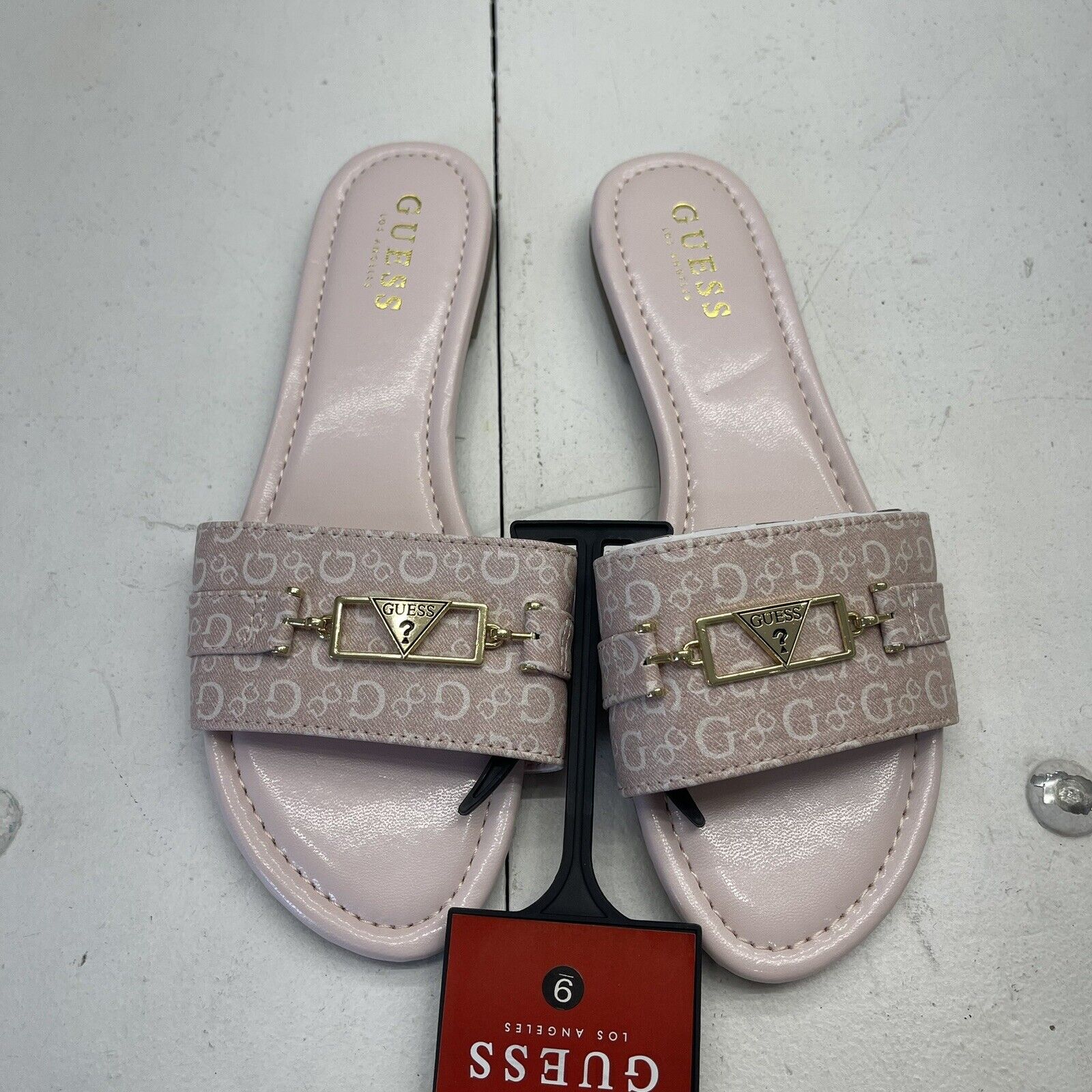Guess Flures Logo Light Pink Sandals Women's Size 9 New - beyond exchange