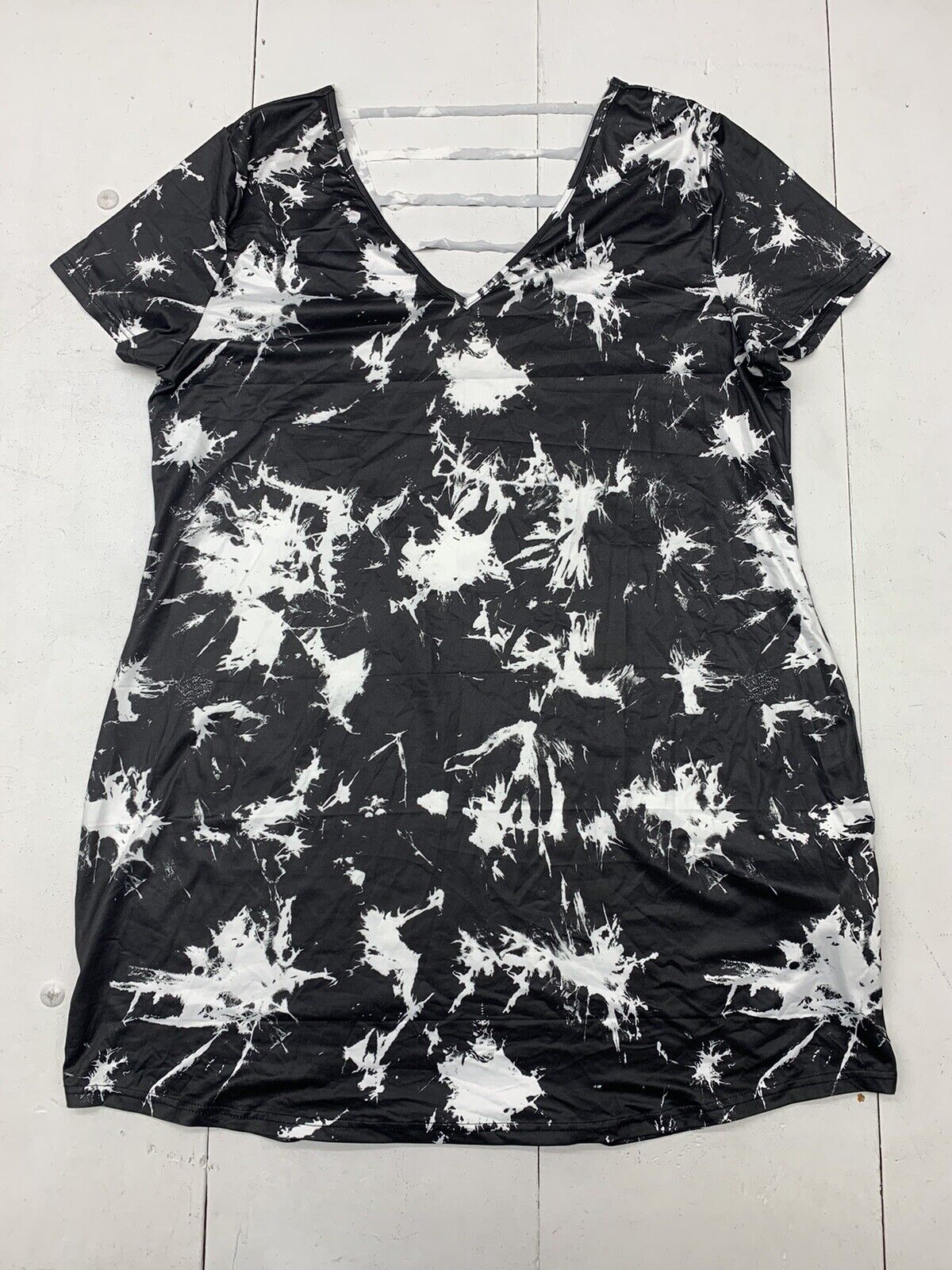 Shein Curve Womens Black White Marble Print Short Sleeve Dress Size 4X -  beyond exchange