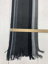 Womens Black Grey Striped Tassel Scarf One Size