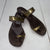 Christian Louboutin Metallic Gold Brown Metal Strap Flat Sandals Women Size 37