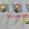 Vintage Palm Springs Blue Embroidered Flowers Short Sleeve T-Shirt Adult Size S