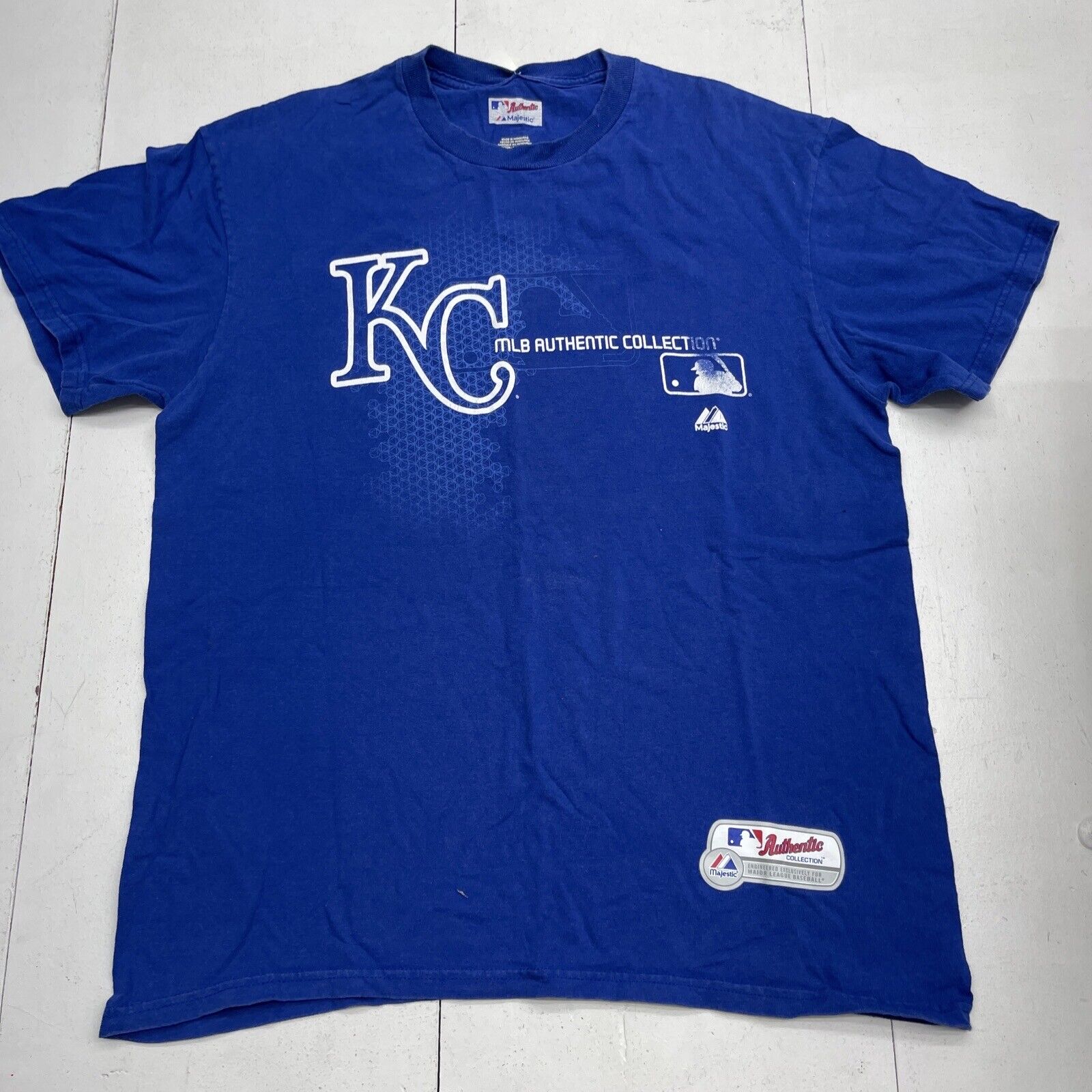 Authentic Majestic Blue KC Royals MLB Short Sleeve T Shirt Mens Size Large*
