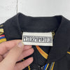 VINTAGE Peter Popovitch Bomber Jacket Full Zip Chain Crest Print Women Size M