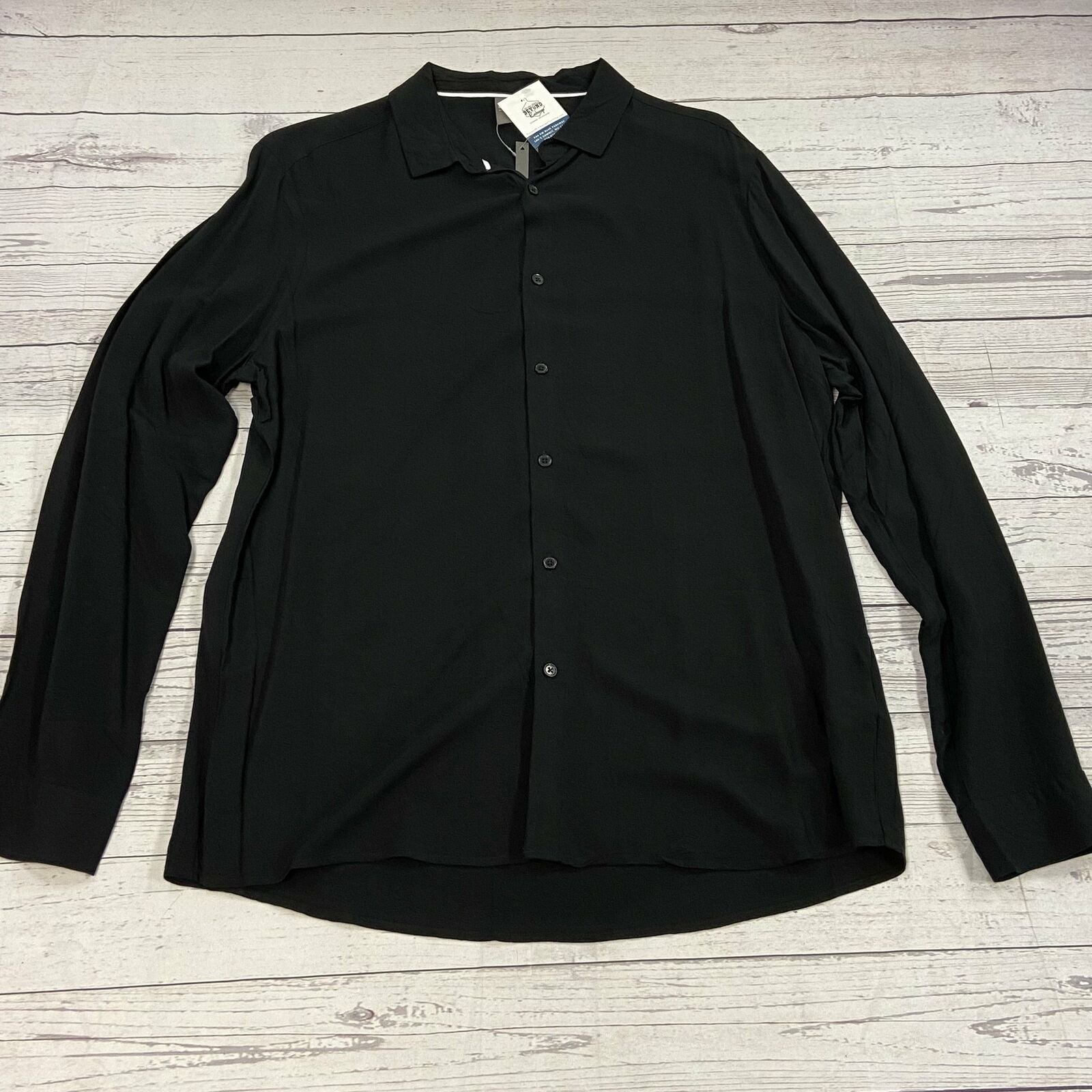 ASOS Black Long Sleeve Button Up Shirt Men Size XL NEW *