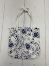 Chico&#39;s Canvas Blue and White Floral Tote Bag Lightweight Sunflower