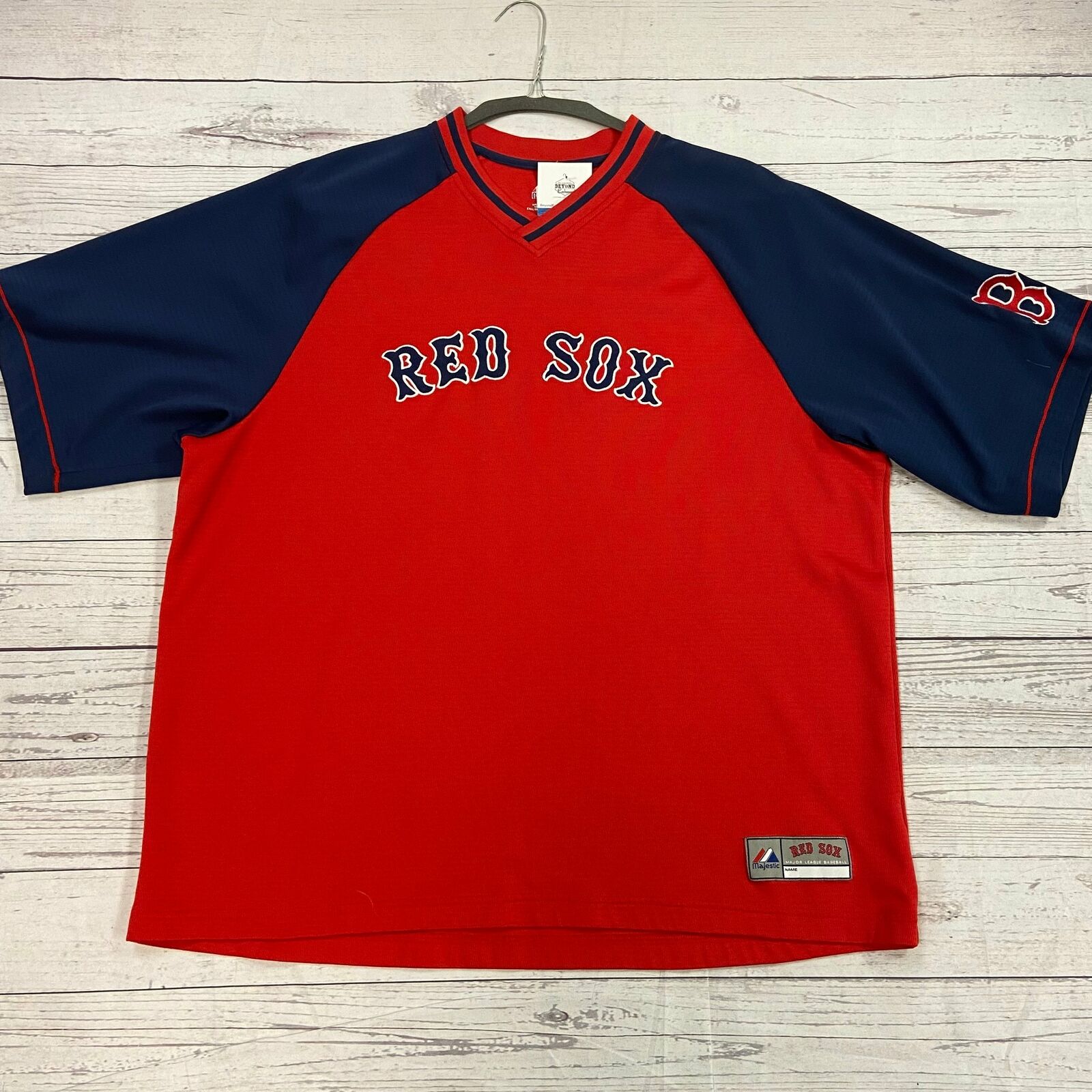 Retro Majestic Boston Red Sox MLB Red Navy Pullover Jersey Adult Size -  beyond exchange