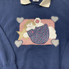 Vintage Jerzees Navy Collared Patchwork Angel Embroidered Sweatshirt Women’s XL