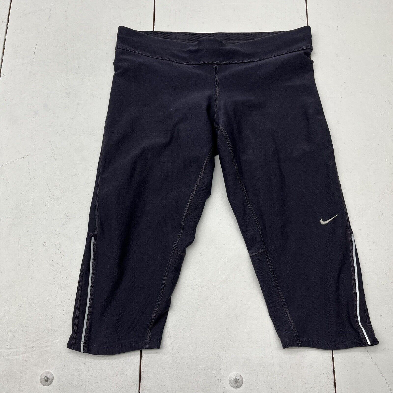 Nike Dri-Fit Navy Blue Capri Leggings W/ Drawstring Back Swoosh
