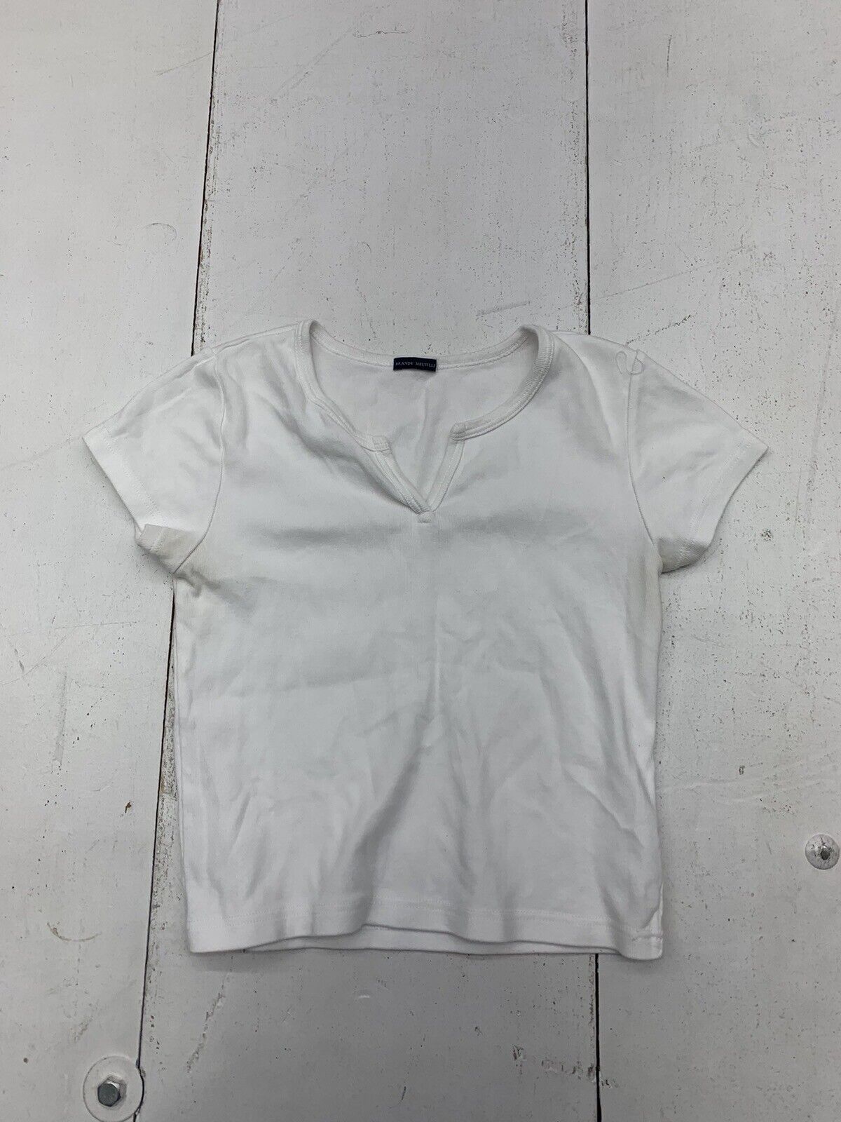 Brandy Melville Womens White Crop Short Sleeve Shirt Size Small