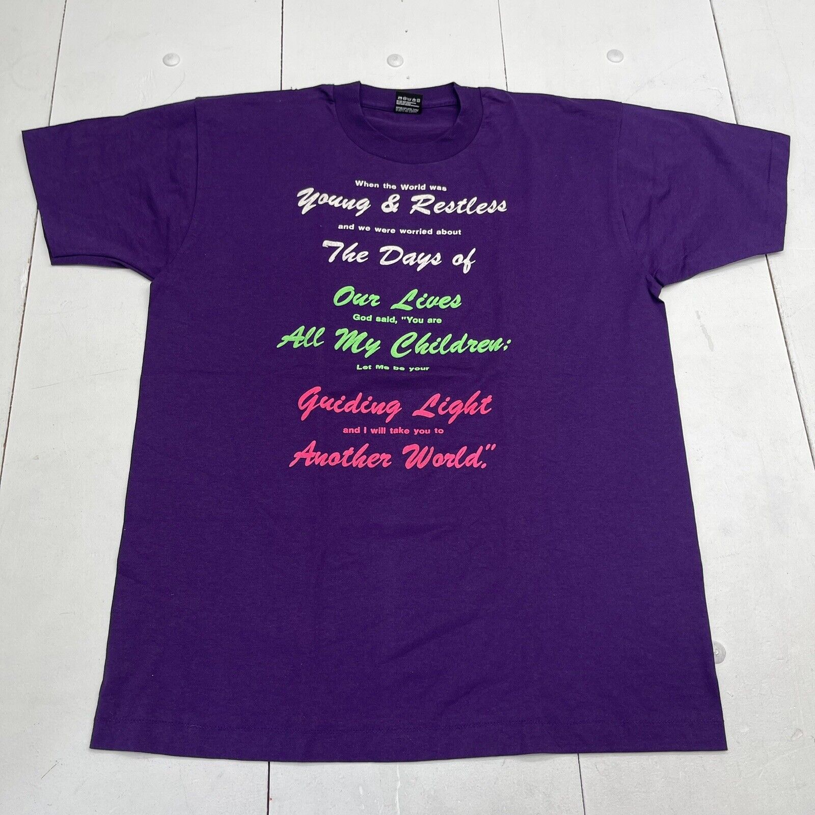 Vintage Purple When The World Was Young & Restless T Shirt Adults XL