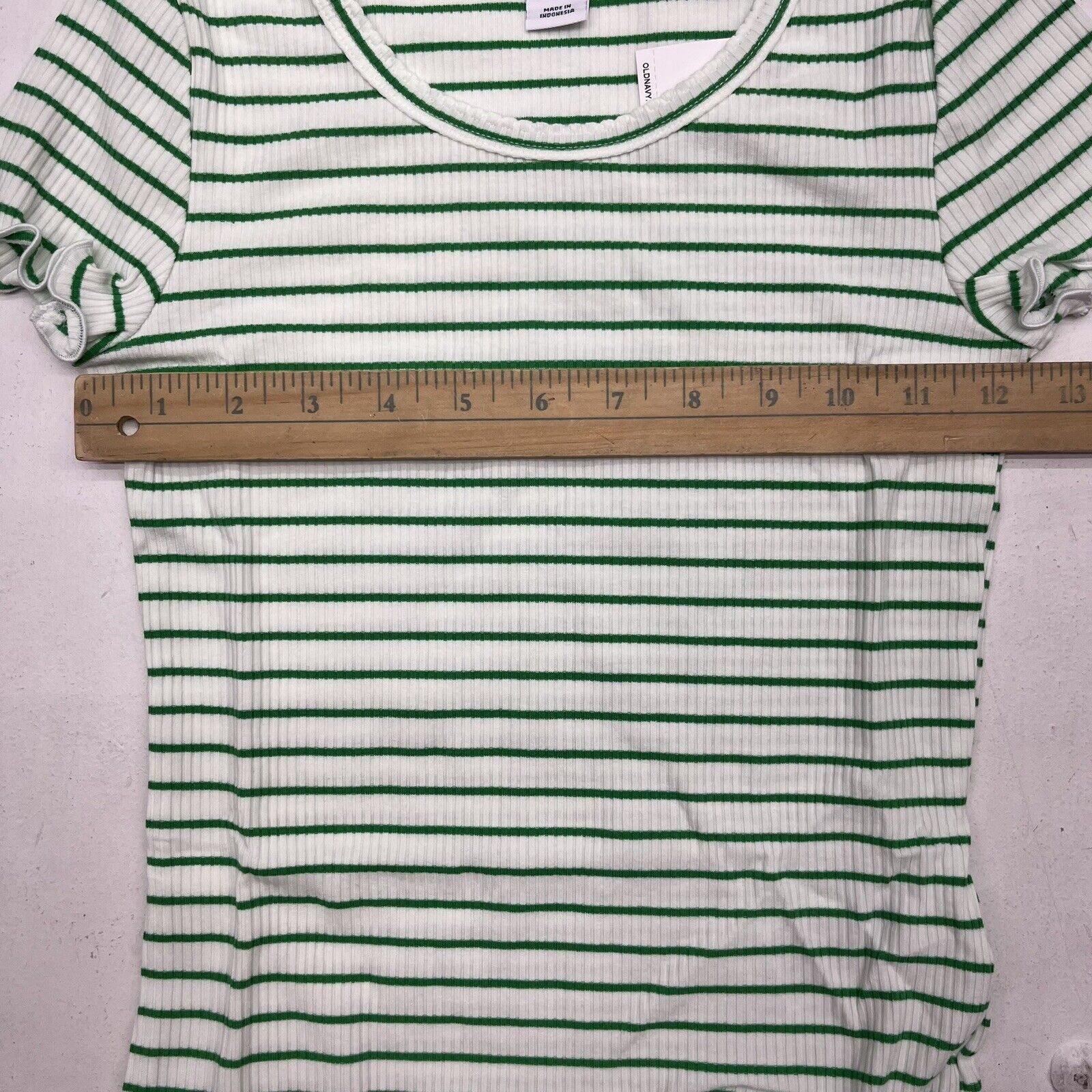 Old Navy White & Green Striped Rib-Knit T-Shirt Girls Size Medium (8) -  beyond exchange